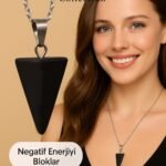 Sertifikalı Üçgen Piramit Model Şungit Doğal Taş Kolye - Negatif Enerji Bloklayan Koruyucu Taş