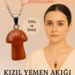 Sertifikalı Mantar Model Kızıl Yemen Akik Taşı Kolye - Tutku ve Enerji Veren Doğal Taş