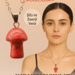Sertifikalı Mantar Model Kırmızı Havlit Taşı Kolye - Şifa ve Enerji Veren Doğal Kolye