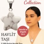 Sertifikalı Yıldız Model Beyaz Havlit Doğal Taş Kolye – Sakinlik ve Bilgelik Verir