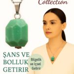 Sertifikalı Fasetli Aventurin Doğal Taş Kolye – Şans Bolluk İçsel Güç ve Huzur Taşı