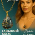 Sertifikalı Tel Sargılı Doğal Gold Labradorit Taşı Kolye – Altın Kaplama Sezgi ve Koruma Taşı