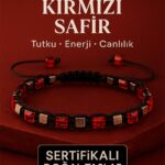 Sertifikalı Doğal Terahertz - Kırmızı Safir Taşı Bileklik 6x6 mm - Tutku ve Güç Taşı