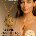 Sertifikalı Gold Renkli Kahverengi Resimli Jasper Taşı Kolye – Topraklayıcı ve Sakinleştirici