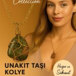 Sertifikalı Gold Tel Sargılı Doğal Unakit Taşı Kolye – Altın Kaplama Huzur ve Sükunet Taşı