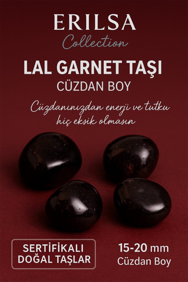 Sertifikalı Lal Garnet Taşı Cüzdan Boy 15–20 mm – Tutku ve Enerji Taşı