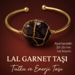 Sertifikalı Doğal Lal Garnet Taşı Ayarlanabilir 24K Altın Kaplama Bileklik 20-25 mm