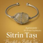 Sertifikalı Doğal Sitrin Taşı Gümüş Kaplama Ayarlanabilir Bileklik – Bereket ve Bolluk Taşı