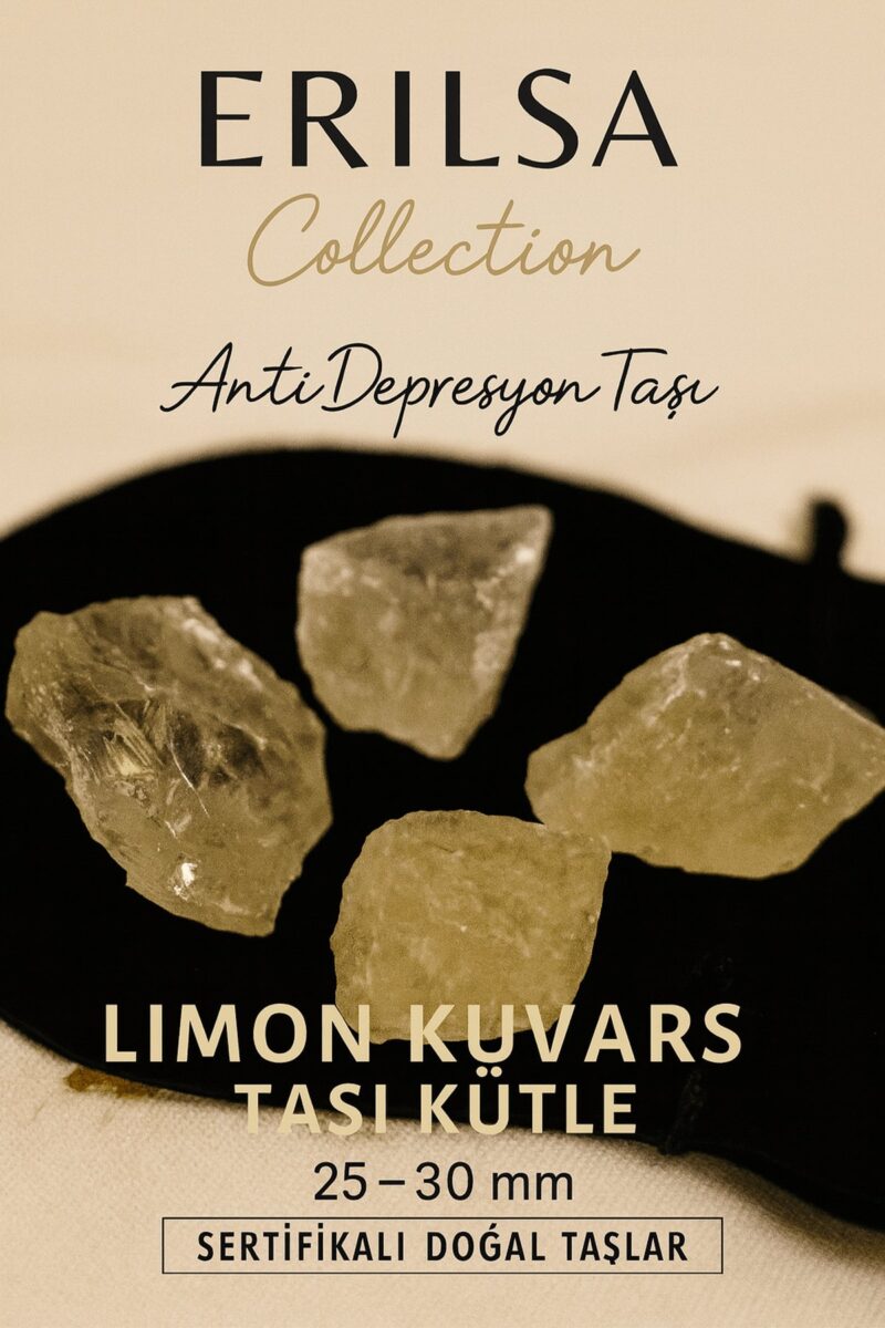 Sertifikalı Limon Kuvars Taşı Kütle 25–30 mm – Anti Depresyon ve Pozitif Enerji Taşı