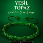 Sertifikalı Doğal Terahertz - Yeşil Topaz Taşı Bileklik - Canlılık ve Denge Taşı