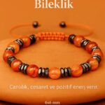 Sertifikalı Turuncu Akik Taşı Bileklik 6x6 mm – Canlılık, Cesaret ve Motivasyon Taşı