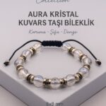 Sertifikalı Kristal Kuvars Doğal Taş Bileklik - 8x8 mm Berraklık Huzur ve Denge Enerjisi Taşı