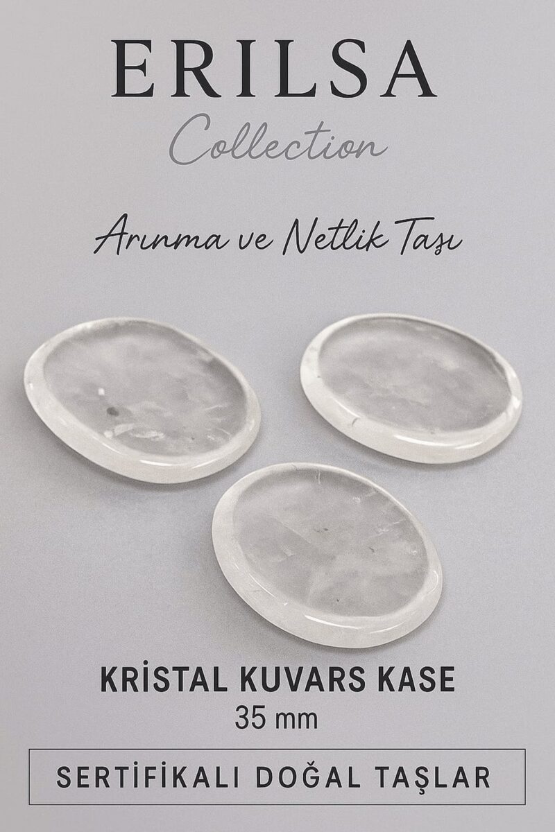 Sertifikalı Kristal Kuvars Doğal Taş Kase Kütle - 35 mm Arınma ve Netlik Taşı