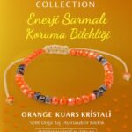Sertifikalı Enerji Sarmalı Koruma Bilekliği - Orange Kuvars Kristali ve Terahertz Taşı