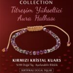 Sertifikalı Titreşim Yükseltici Aura Halkası Enerji Bilekliği - Kırmızı Kuvars Kristali Terahertz