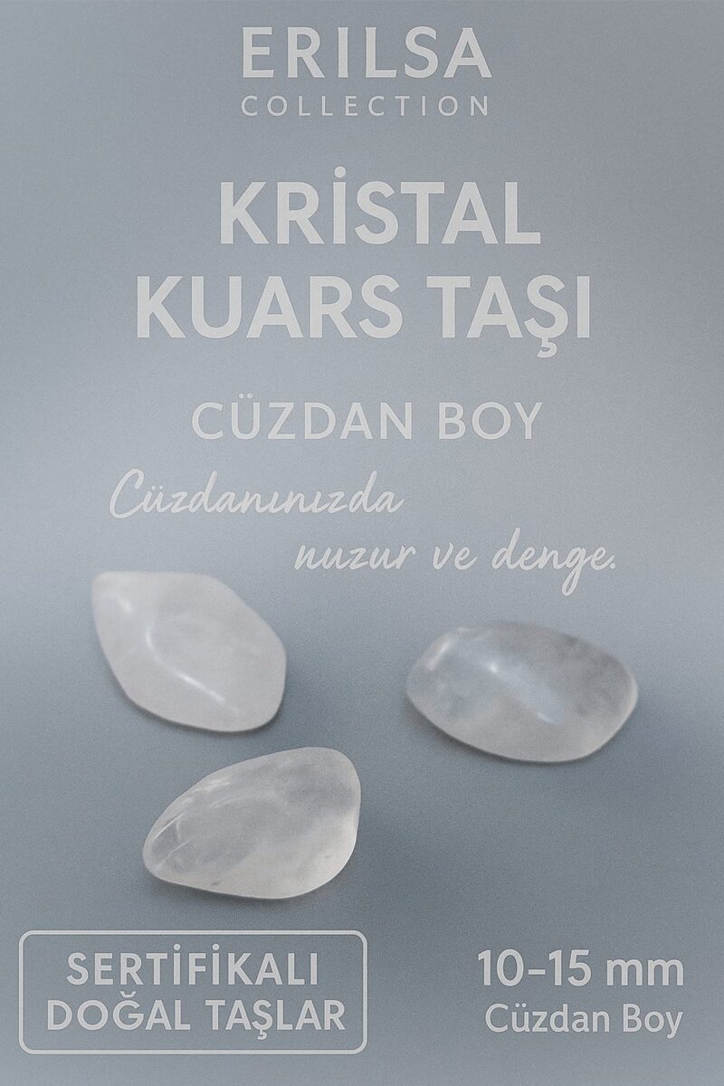 Sertifikalı Kristal Kuvars Taşı Kütle 10-15 mm Cüzdan Boy – Niyet Güçlendirme ve Denge Taşı