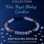 Sertifikalı Kötü Niyet Blokaj Bilekliği – Mavi Kuvars Terahertz Doğal Taş İnce Model