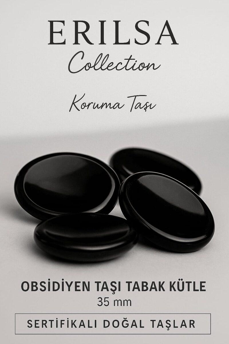Sertifikalı Obsidyen Taşı Kase Kütle 35 mm - Doğal Koruma Taşı