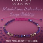 Sertifikalı Metabolizma Hızlandırıcı Enerji Bilekliği -  Mor Aura Hematit Terahertz Doğal Taş 4mm