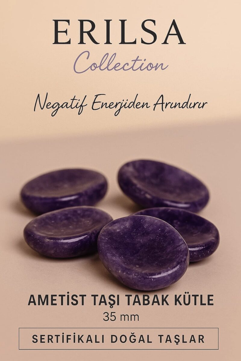 Sertifikalı Ametist Taşı Kase Kütle 35 mm - Doğal Negatif Enerjiden Arındıran Taş