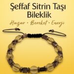 Sertifikalı Şeffaf Sitrin Doğal Taş Bileklik - 8x8 mm Bereket Enerji ve Huzur Taşı