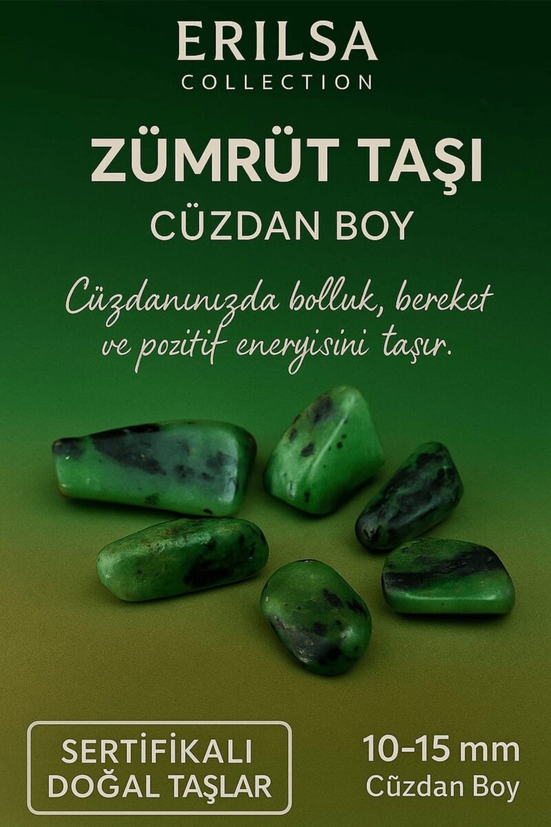 Sertifikalı Zümrüt Taşı Kütle 10-15 mm – Bolluk Şans ve Huzur Taşı