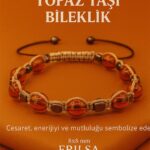 Sertifikalı Turuncu Baltık Topaz Doğal Taş Bileklik - 8x8 mm Cesaret Mutluluk Enerji Taşı