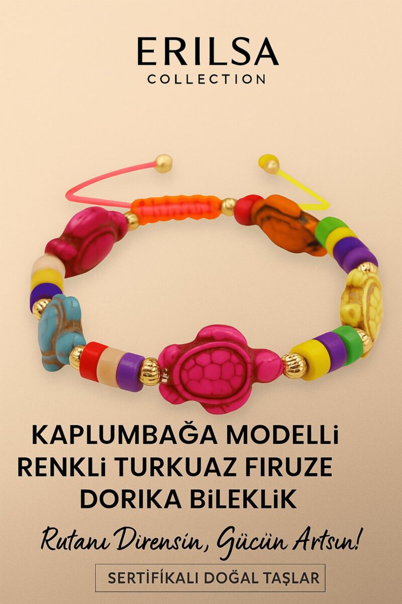 Sertifikalı Kaplumbağa Dorika Turkuaz Firuze Taşı Bileklik – Direncini Artır Hayat Enerjini Koru