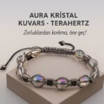 Sertifikalı Terahertz Aura Kristal Kuvars Taşı Bileklik – Zorluklardan Korkma, Güçlen ve Öne Geç