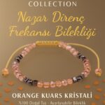 Sertifikalı Nazar Direnç Frekansı Koruma Enerjisi Bilekliği - Orange Kuvars Kristali