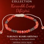 Sertifikalı Karanlık Enerji Difüzörü Koruma Bilekliği - Turuncu Kuvars Kristali ve Terahertz Taşı