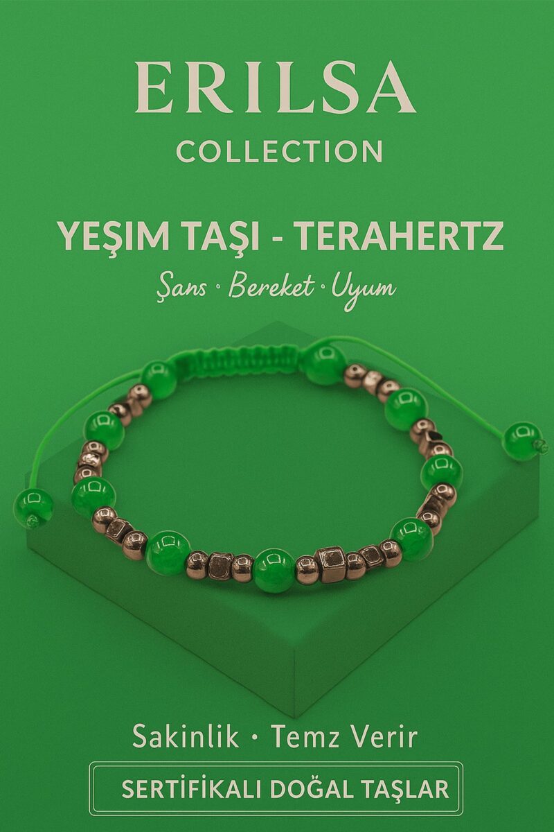 Sertifikalı Terahertz Yeşim Taşı Bileklik - Şans Bereket Uyumu Arttıran Doğal Taş Enerji