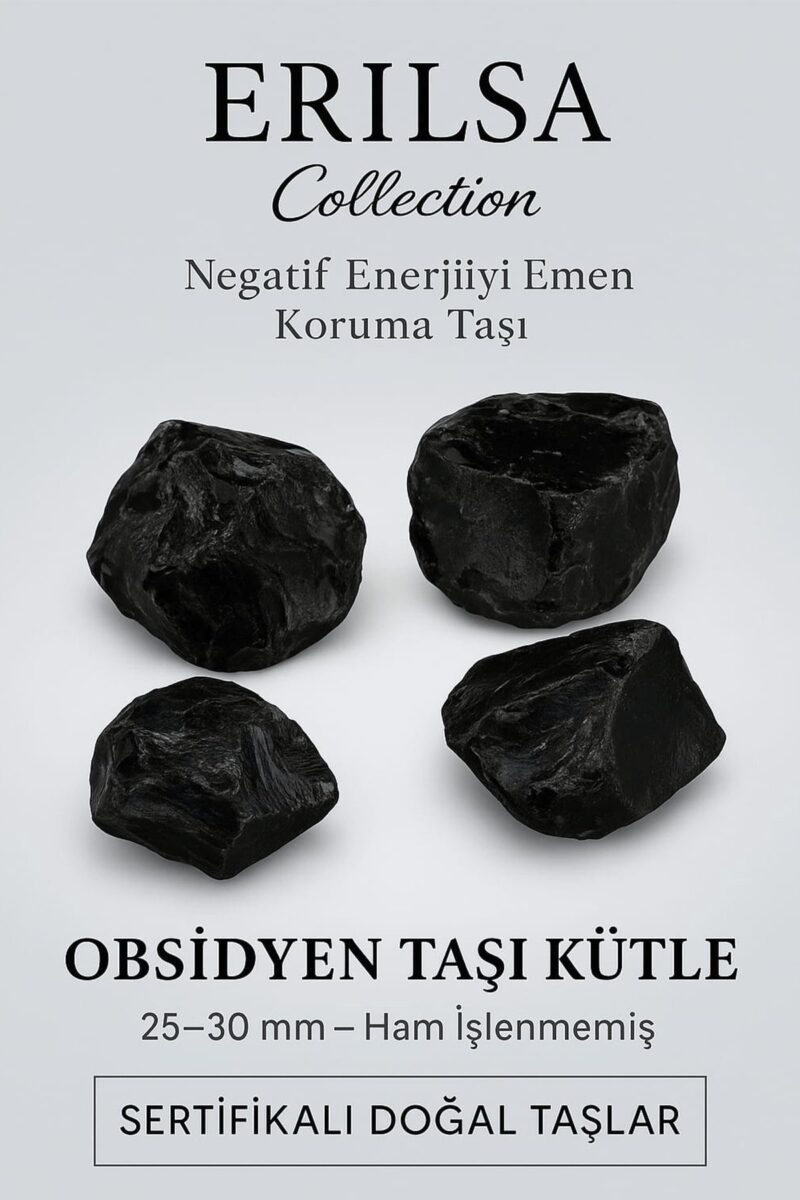 Sertifikalı Obsidyen Taşı Kütle 25-30 mm Ham İşlenmemiş - Doğal Koruma Taşı