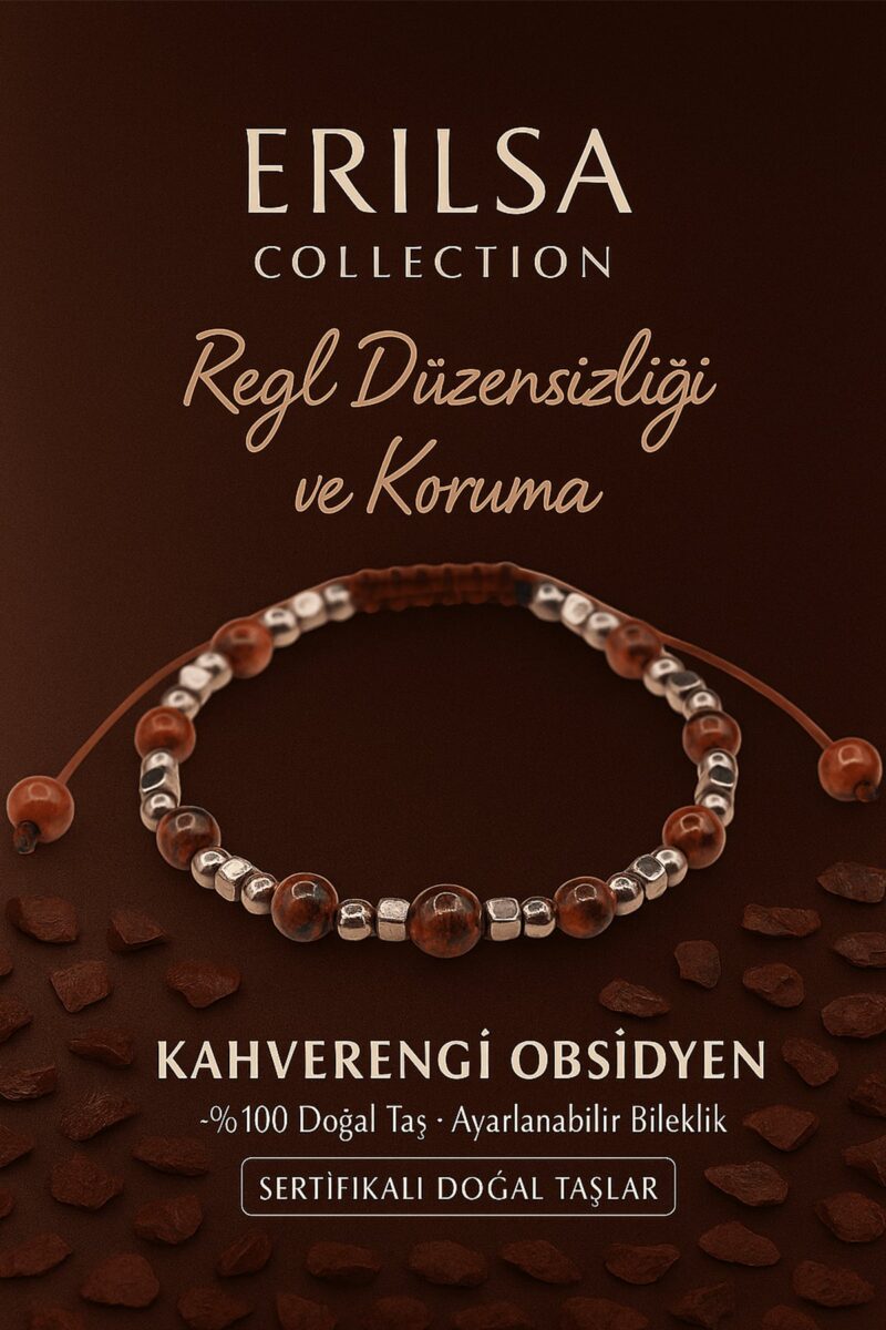 Sertifikalı Regl Dengesi ve Koruma Bilekliği – Kahverengi Obsidyen Terahertz Taşı – 6 mm Doğal Taş