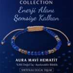 Sertifikalı Enerji Alanı Şemsiye Kalkanı Koruyucu Bilekliği -Aura Mavi Hematit Taşı