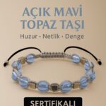 Sertifikalı Açık Mavi Topaz Doğal Taş Bileklik - 8x8 mm Netlik Huzur Güven Enerji Taşı