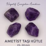 Sertifikalı Ham İşlenmemiş Ametist Doğal Taş Kütle - 25 30 mm Negatif Enerjiden Arındıran Taş