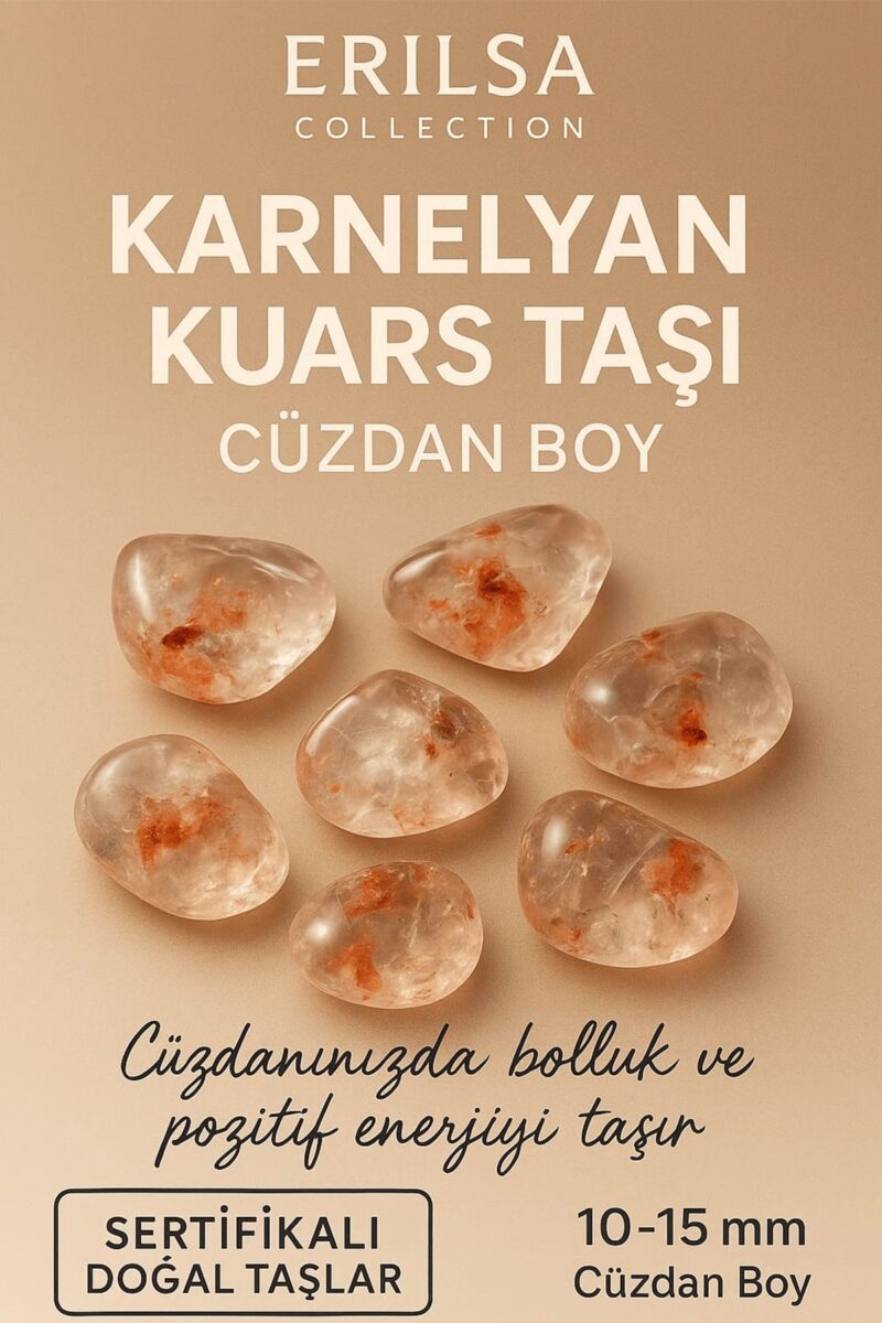 Sertifikalı Karnelyan Kuvars Taşı Kütle 10-15 mm – Bolluk Neşe ve Motivasyon Taşı