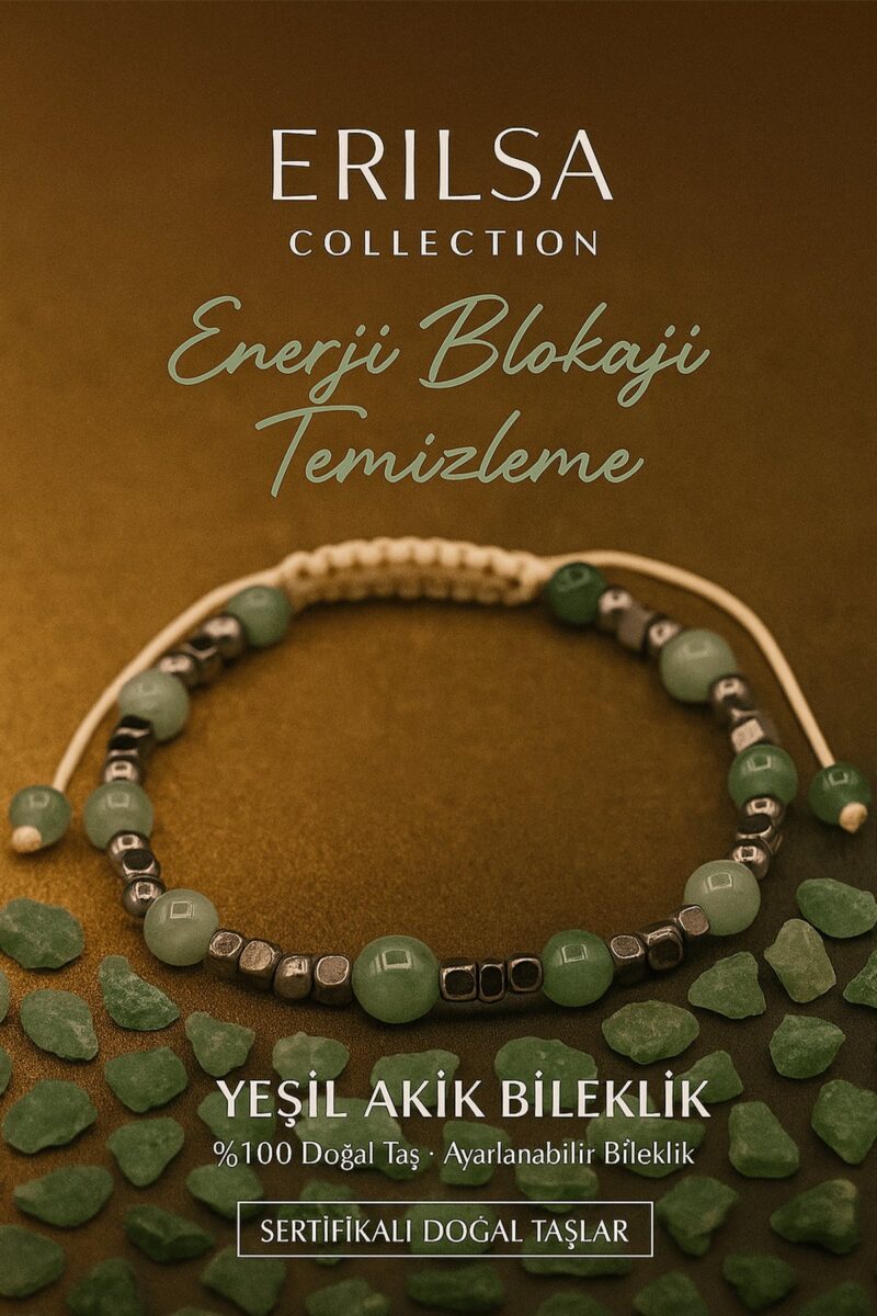 Sertifikalı Enerji Blokajı Temizleme Bilekliği – Yeşil Akik Terahertz 6 mm Doğal Taş