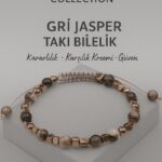 Sertifikalı Terahertz Gri Jasper Doğal Taş Bileklik - Güven Denge Kararlılık Enerji Taşı