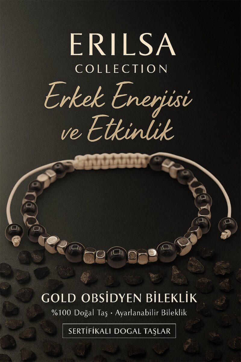 Sertifikalı Eril Enerjisi ve Etkinlik Bilekliği – Gold Obsidyen Taşı – 6 mm Doğal Taş