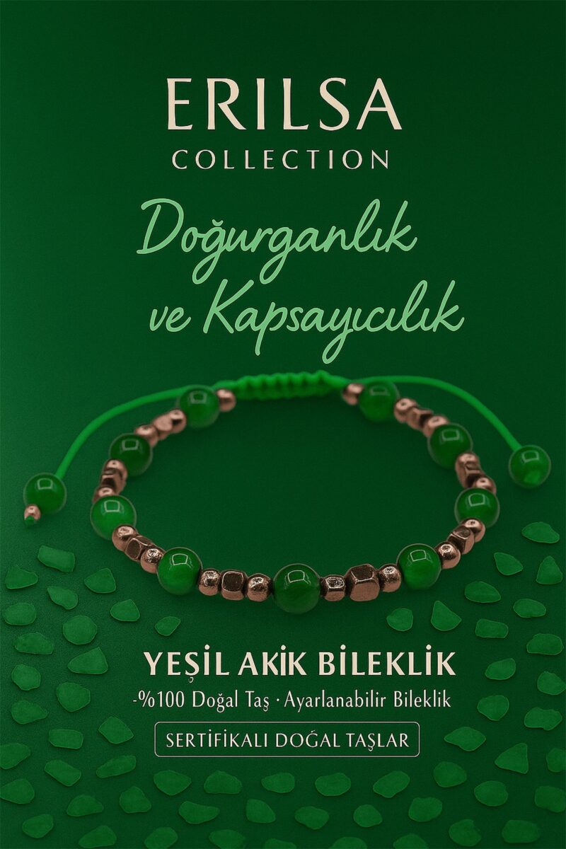 Sertifikalı Doğurganlık ve Bereket Bilekliği – Yeşil Akik Taşı – 6 mm Doğal Taş