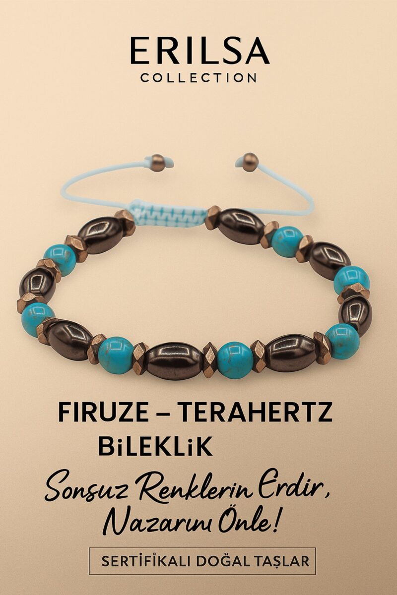 Sertifikalı Firuze Terahertz Taşı Bileklik – Sonsuz Enerjini Hisset, Nazarını Koruma Altına Al