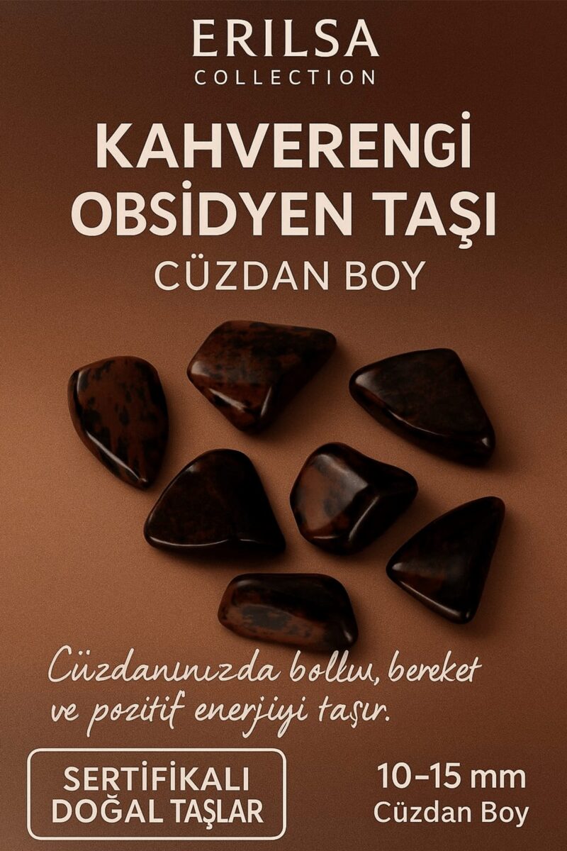 Sertifikalı Kahverengi Obsidyen Taşı Kütle 10-15 mm – Koruma Topraklanma ve Bereket Taşı