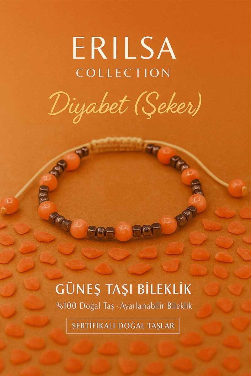 Sertifikalı Şeker Dengesi Diyabet Destek Bilekliği –  Güneş ve Terahertz Taşı Doğal Taş