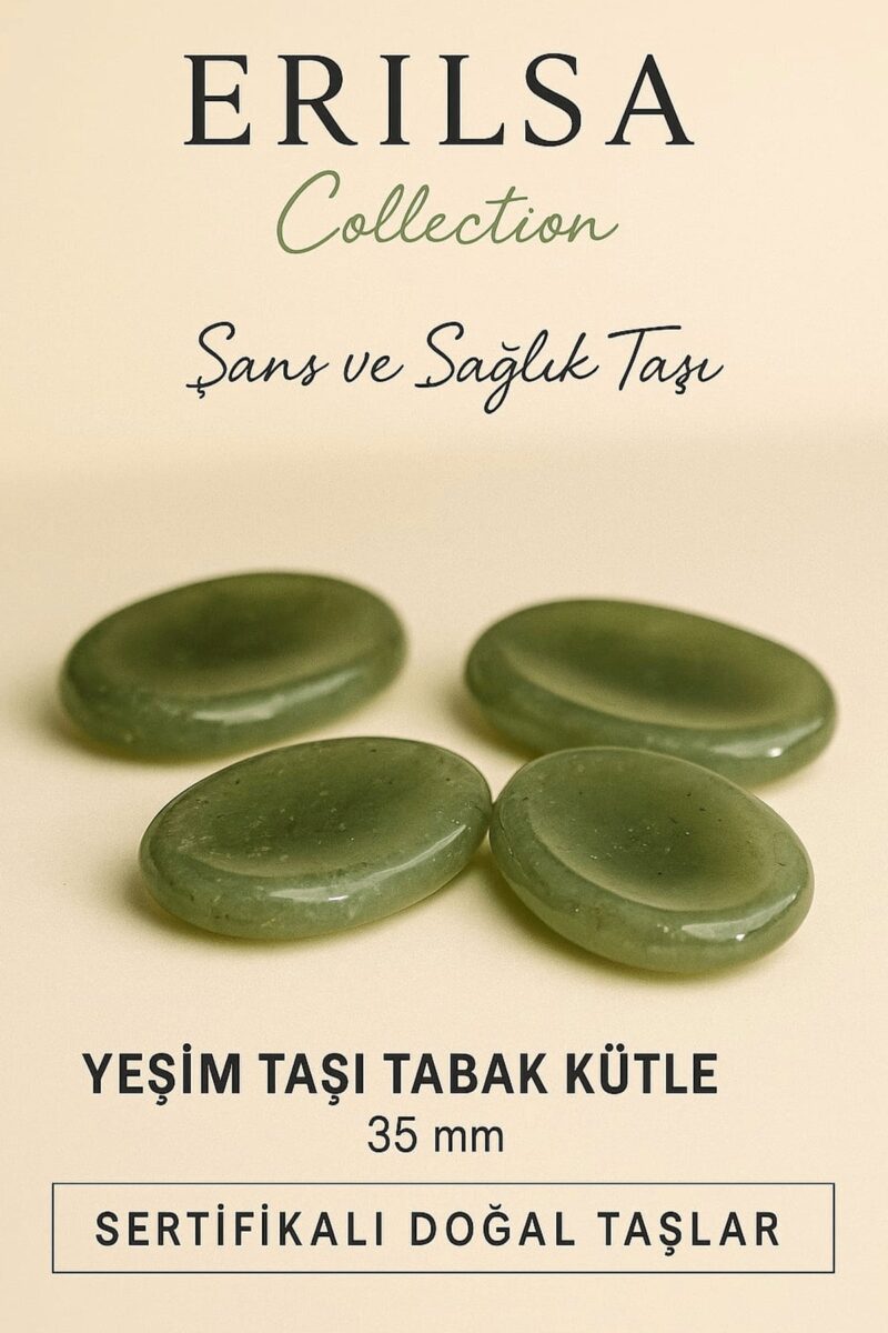 Sertifikalı Yeşim Taşı Kase Kütle 35 mm Doğal Şans ve Sağlık Taşı