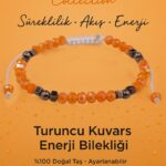Sertifikalı Süreklilik Akış Enerji Bilekliği – Turuncu Kuvars ve Terahertz Doğal Taş 4 mm