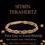 Sertifikalı Para Güç ve Enerji Bilekliği – Sitrin ve Terahertz Doğal Taş 4 mm Ayarlanabilir
