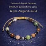 Sertifikalı Pnömoni Destek Frekansı Solunum Güçlendirme Bilekliği - Yeşim Aragonit Kalsit Doğal Taş