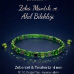Sertifikalı Küp Model Zeka Mantık Akıl Bilekliği - Zebercet ve Terahertz 4mm Doğal Taş